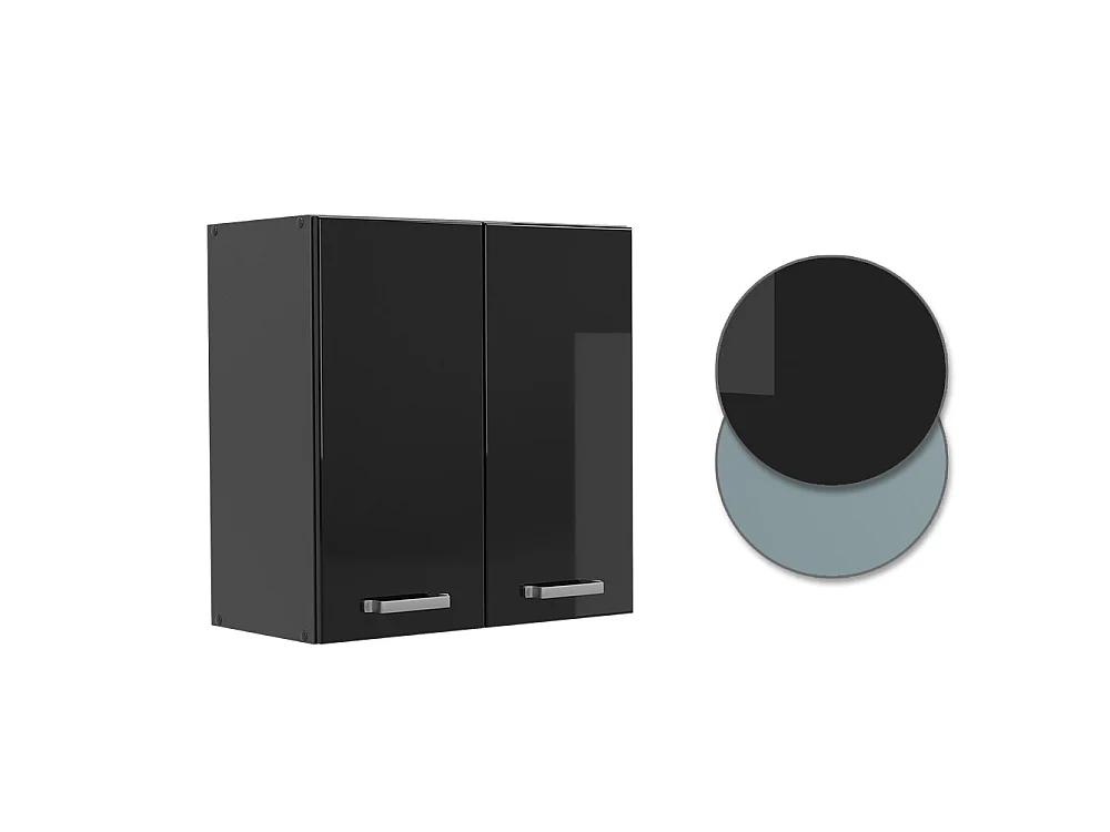 Wall cabinet black high gloss 60x31x60 r-line