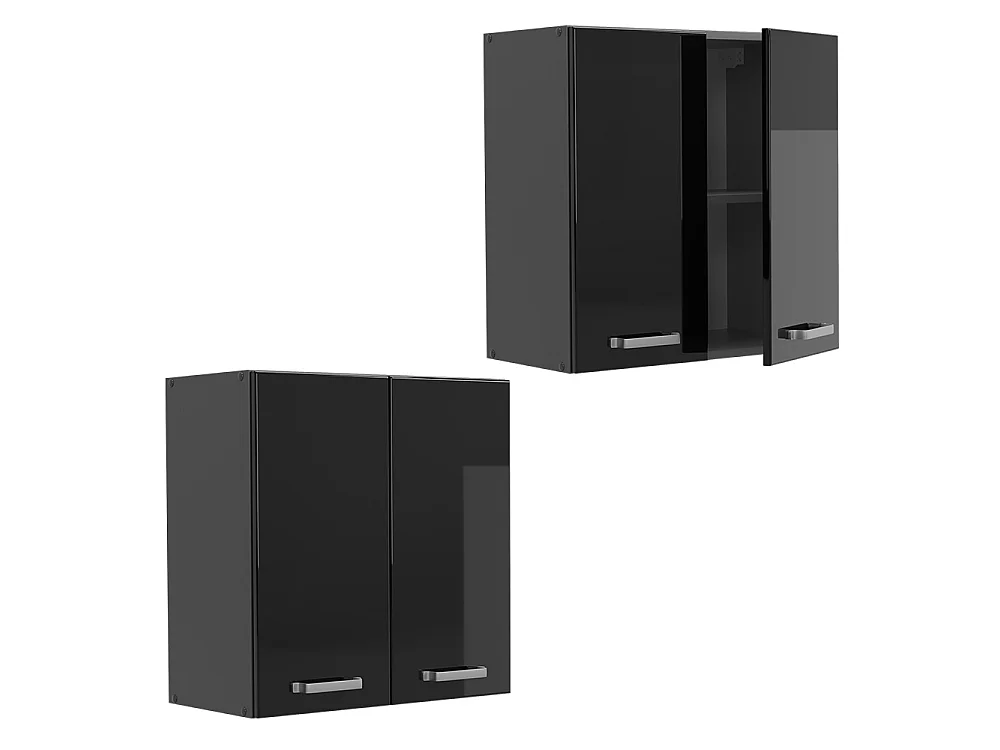 Wall cabinet black high gloss 60x31x60 r-line