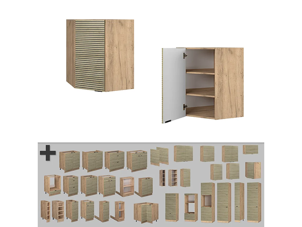 Hoek hangkast eiken paneel 57x34.1x72 fame-line