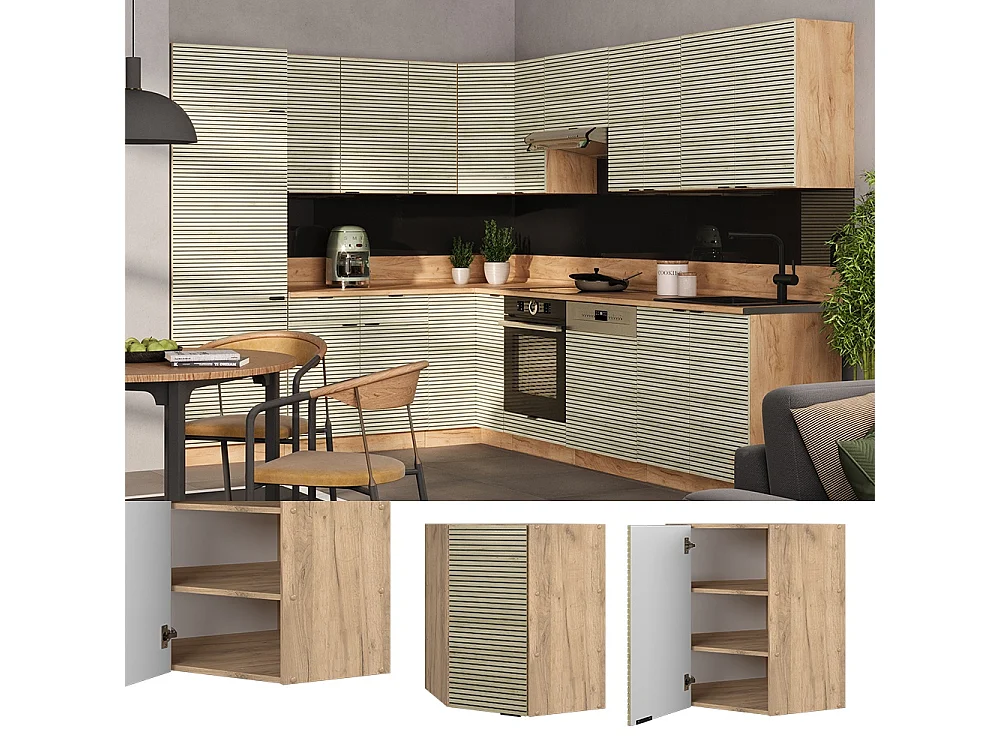 Mobile angolare da cucina pannello in quercia 57x34.1x72 fame-line