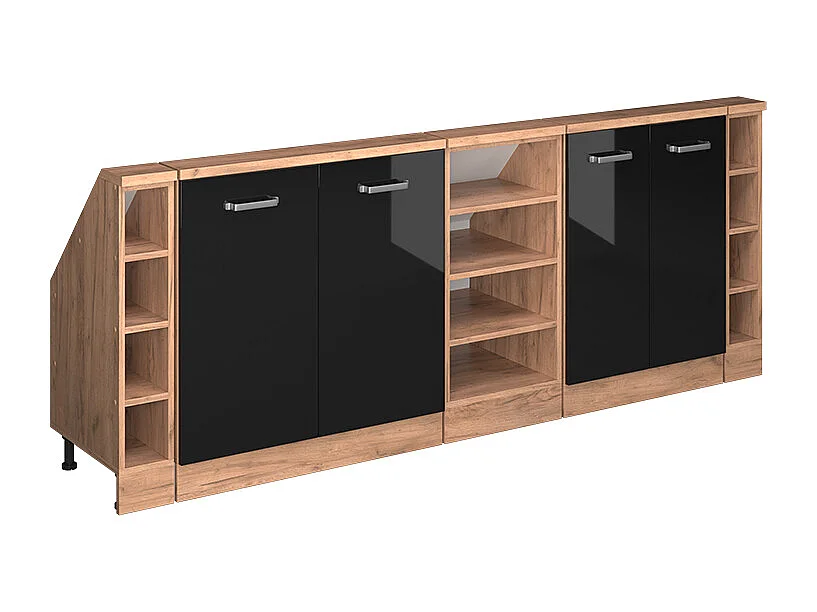 Köksskåp för sluttande tak svart högblank 210x46x81.6 r-line
