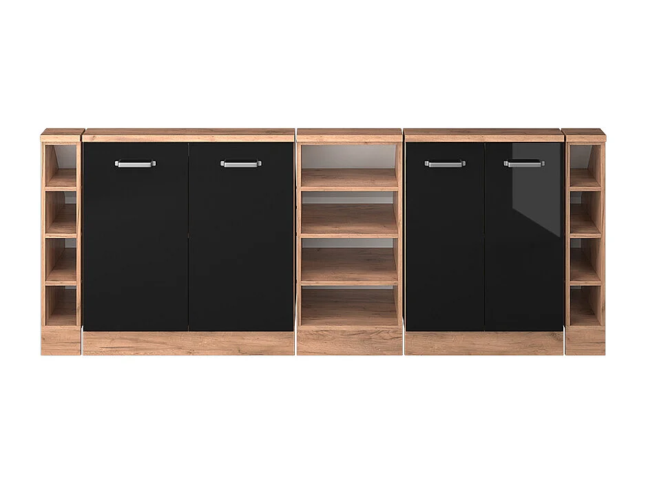 Köksskåp för sluttande tak svart högblank 210x46x81.6 r-line