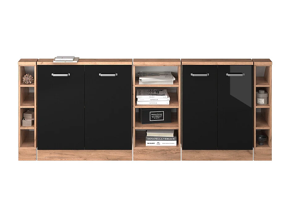 Köksskåp för sluttande tak svart högblank 210x46x81.6 r-line