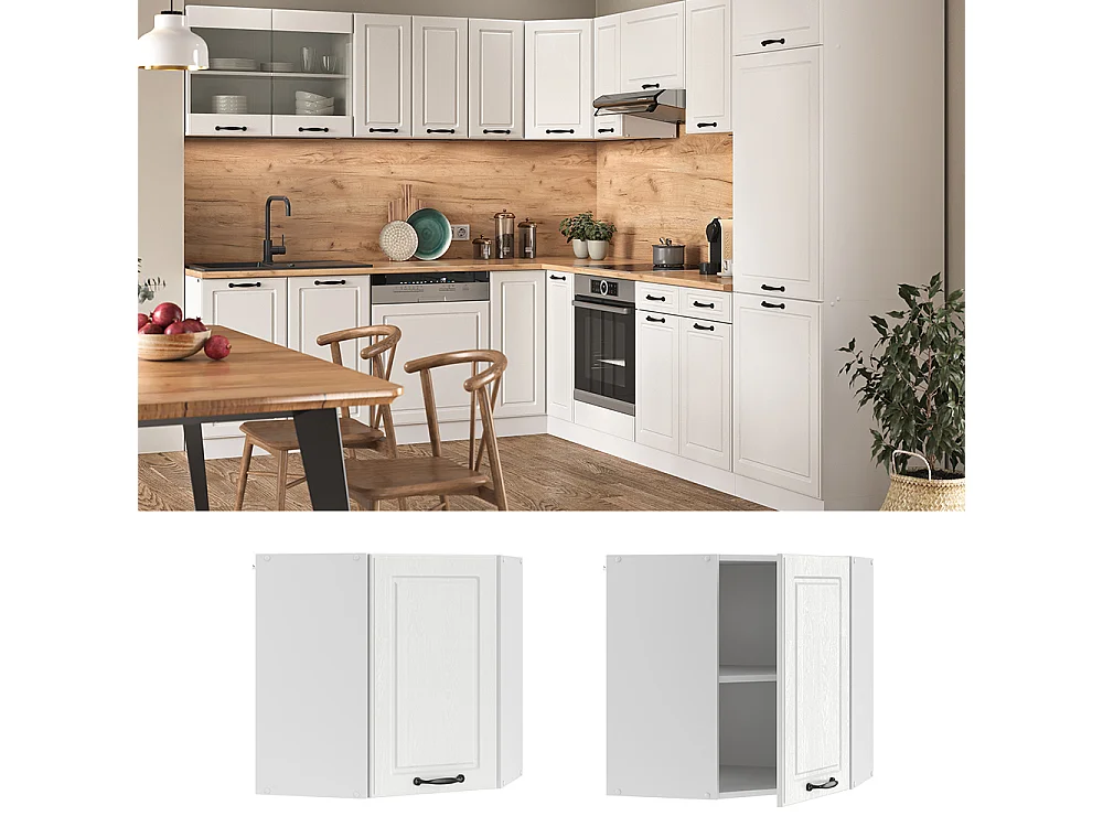 Corner wall cabinet white shaker style57x34.1x60 r-line
