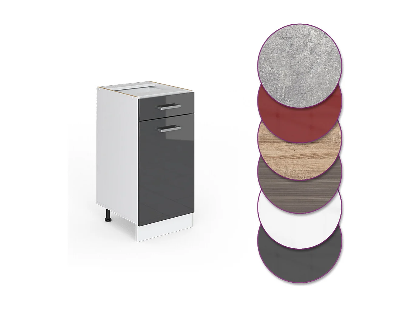 Meuble cuisine anthracite haute brillance 40x46x81.6 r-line