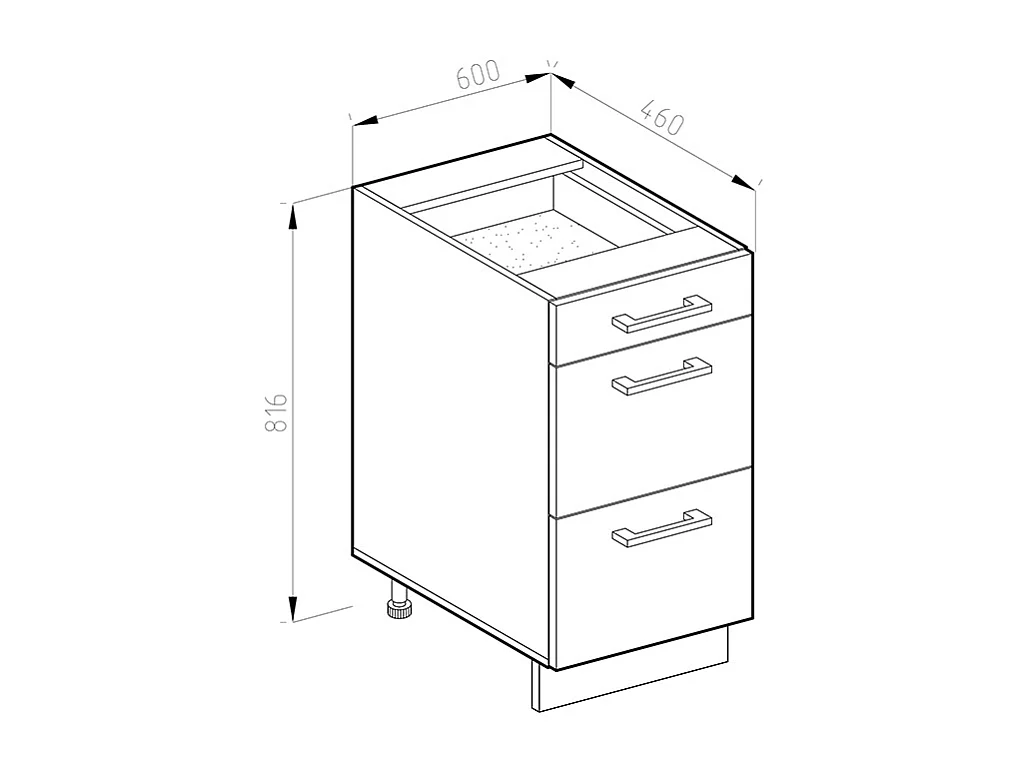 Mobiletto base per cucina bianco 60x60x81.6 r-line