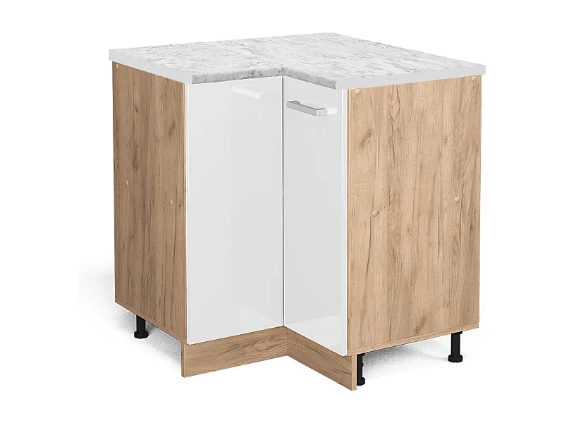 Eckunterschrank weiß hochglanz 75.6x60x81.6 r-line