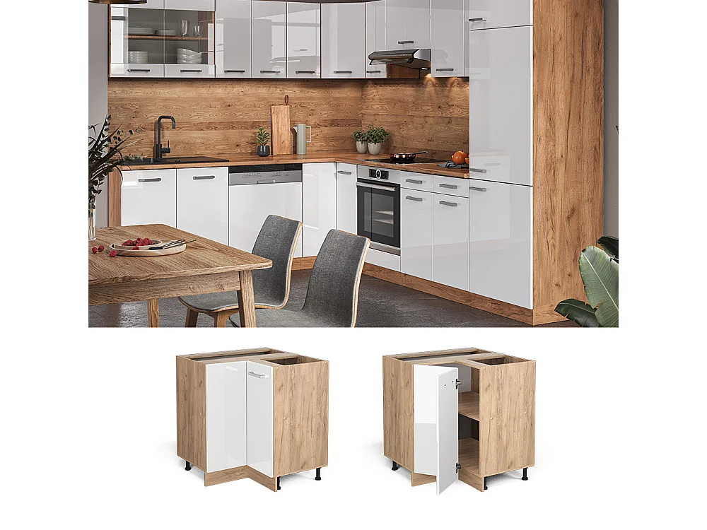 Mobile ad angolo cucina bianco lucido 75.6x60x81.6 r-line