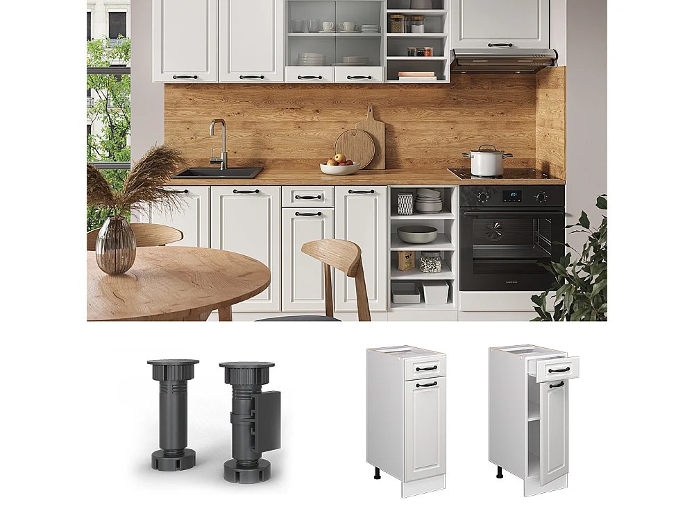 Meuble cuisine blanc campagne 30x60x81.6 r-line