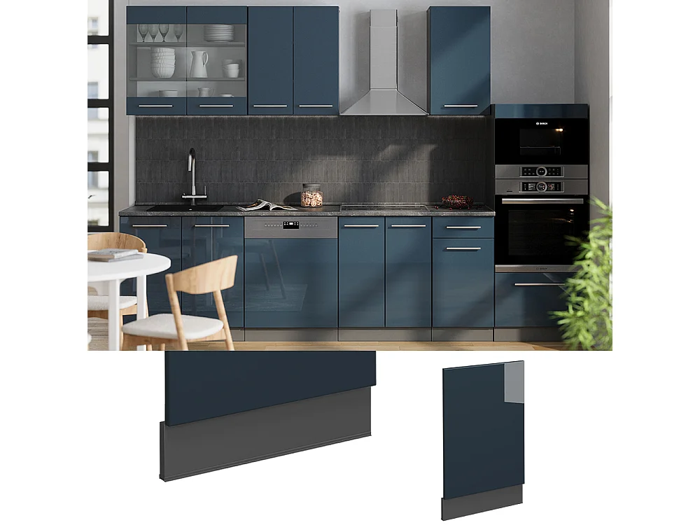 Façade bleu foncé brillant 45x1.6x67.4 fame-line