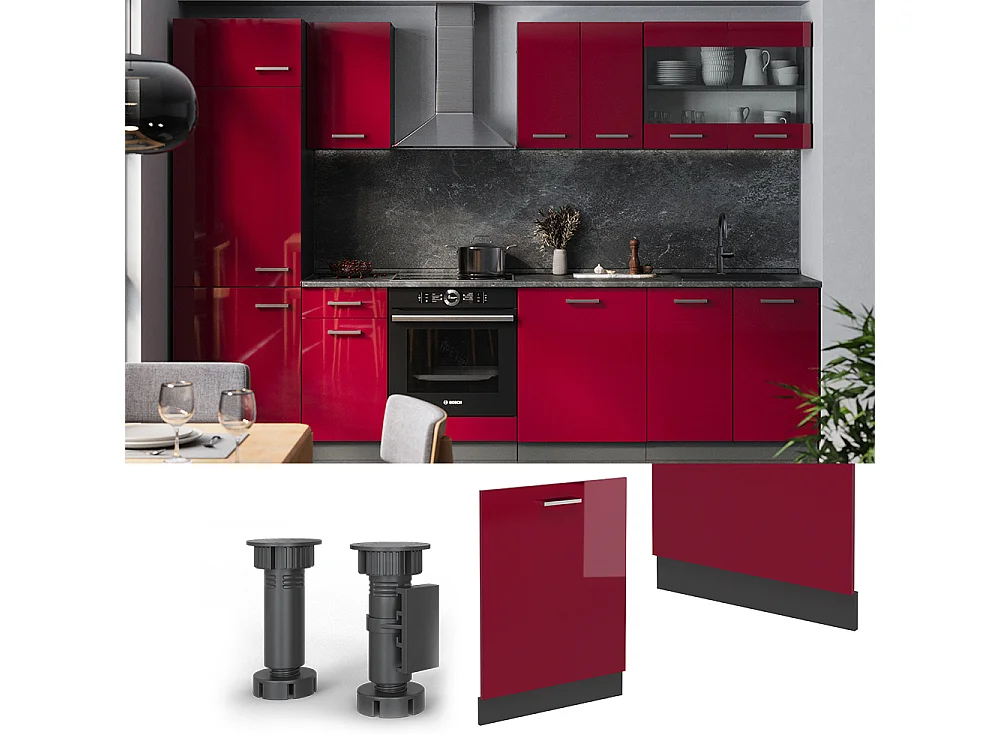 Geschirrspülblende rot hochglanz 60x1.6x81.8 r-line