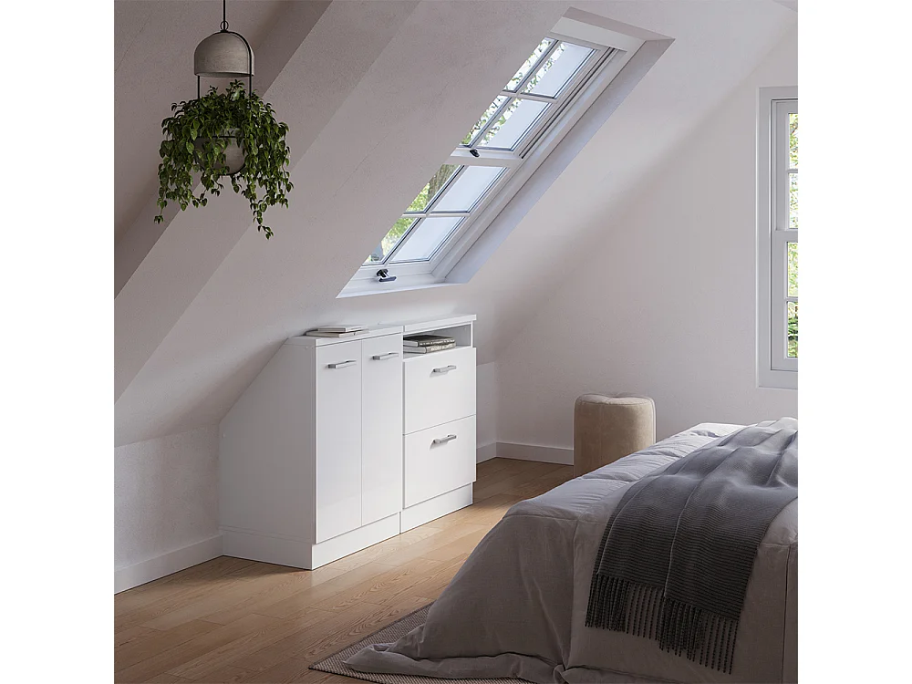 Meuble sous pente blanc haute brillance 120x46x81.6 r-line