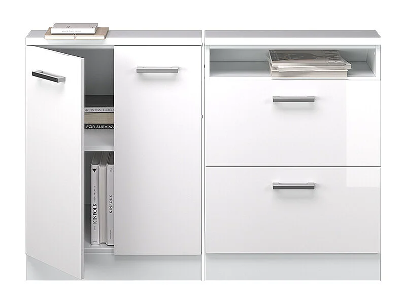 Meuble sous pente blanc haute brillance 120x46x81.6 r-line
