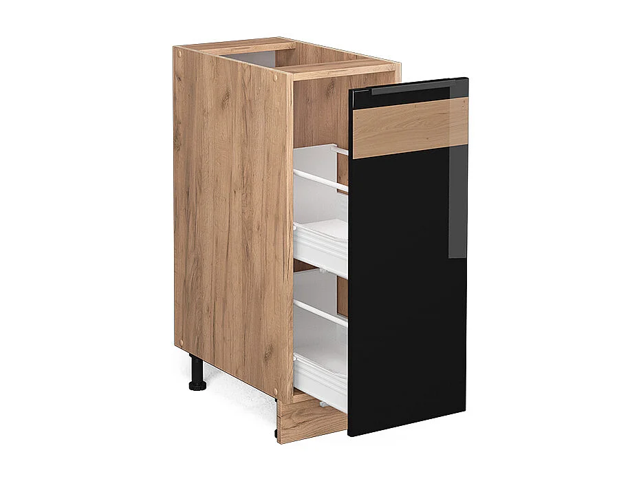 Armario de farmacia roble negro alto brillo 30x60x82 fame-line