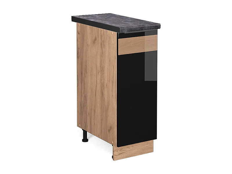 Meuble de cuisine chêne noir brillant 30x60x82 fame-line