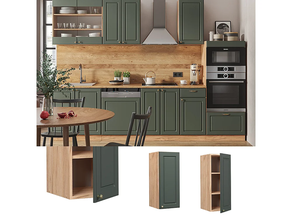 Armario colgante verde dorado casa de campo 30x34.1x72 fame-line