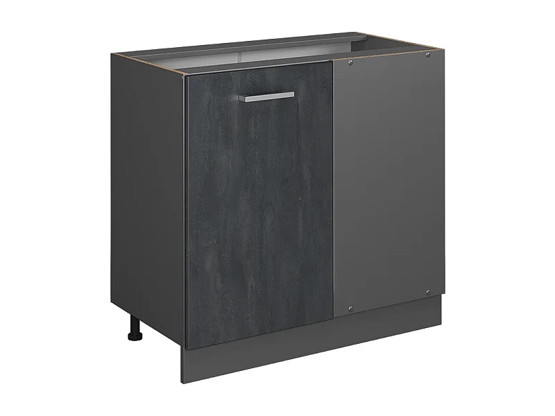 Eckunterschrank schwarz beton 86x46x81.6 r-line