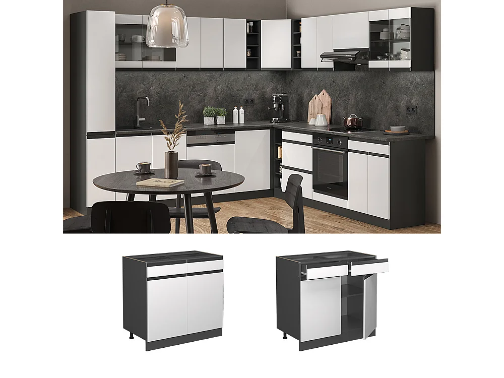 Meuble cuisine blanc 80x60x81.6 r-line