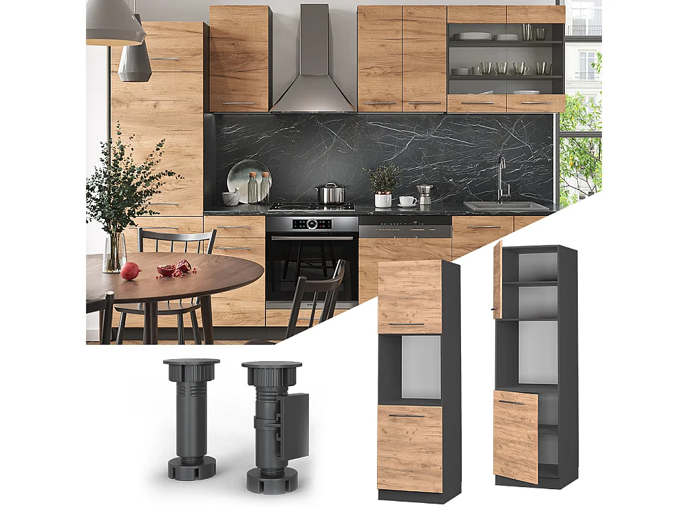 Armario para horno empotrado roble dorado 60x58x206.8 fame-line