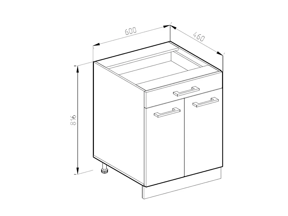 Mobiletto base per cucina sonoma 60x60x81.6 r-line