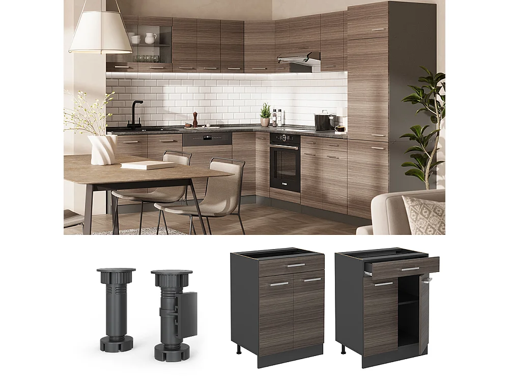 Meuble cuisine gris noble 60x60x81.6 r-line