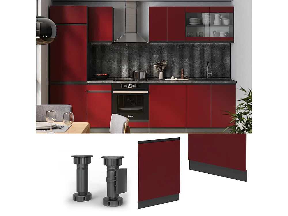 Vaatwasserfrontpaneel rood 60x1.6x81.8 r-line