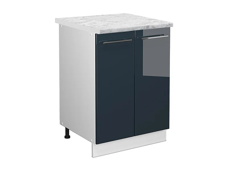 Meuble bas de cuisine bleu foncé brillant 60x60x82 fame-line