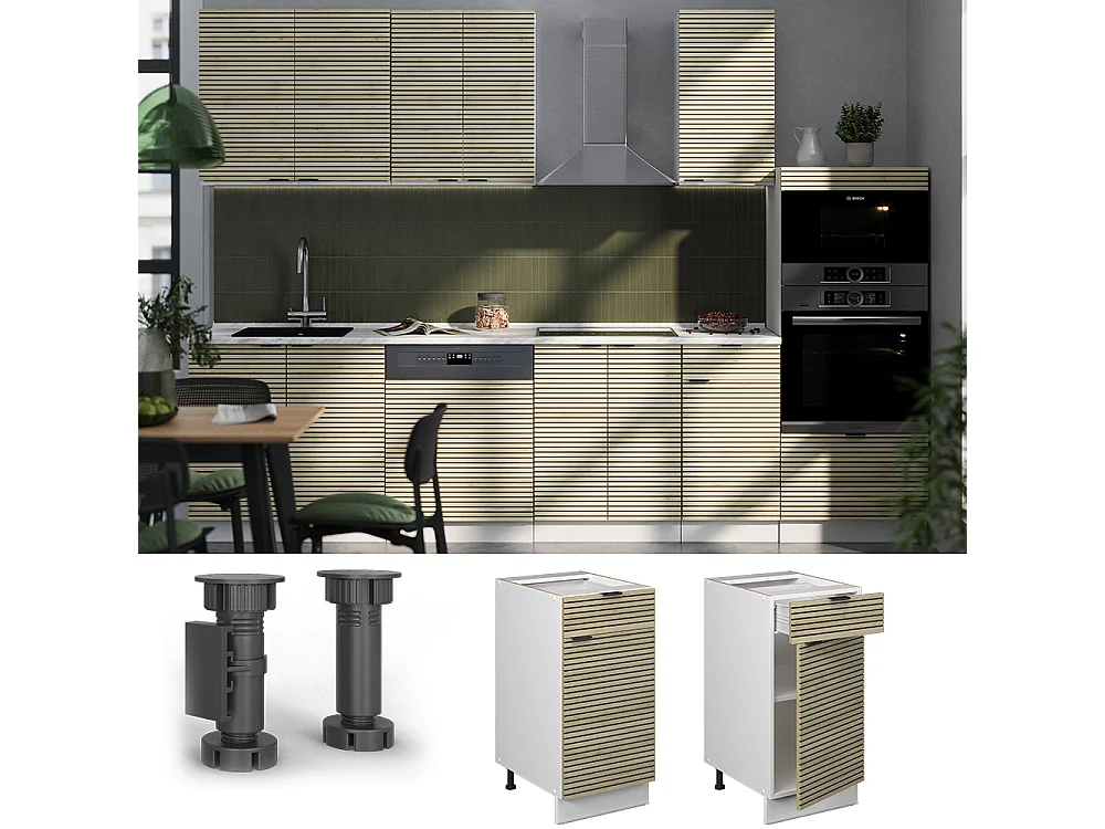 Mobiletto base per cucina pannello in quercia 40x60x82 fame-line