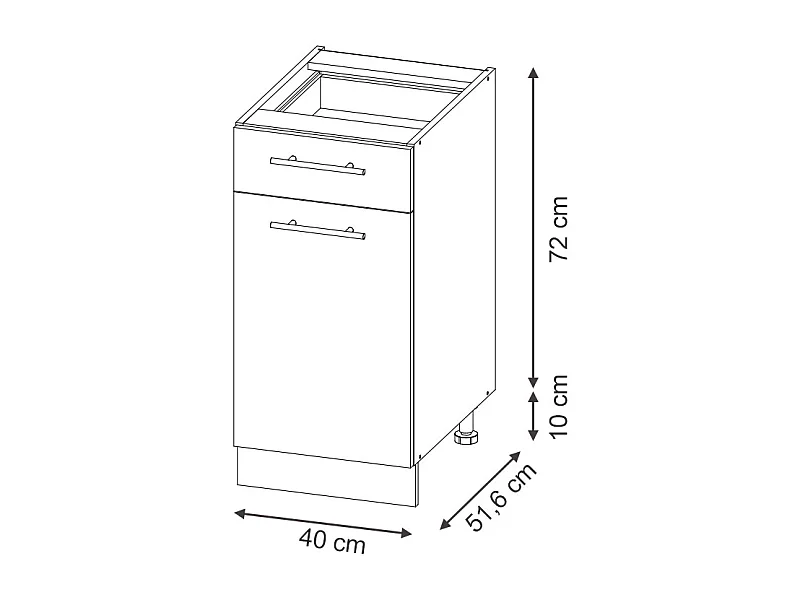 Meuble cuisine panneau en chêne 40x60x82 fame-line