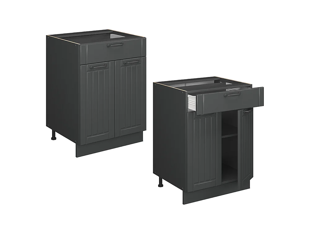 Kitchen base cabinet dark grey 60x60x82 fame-line