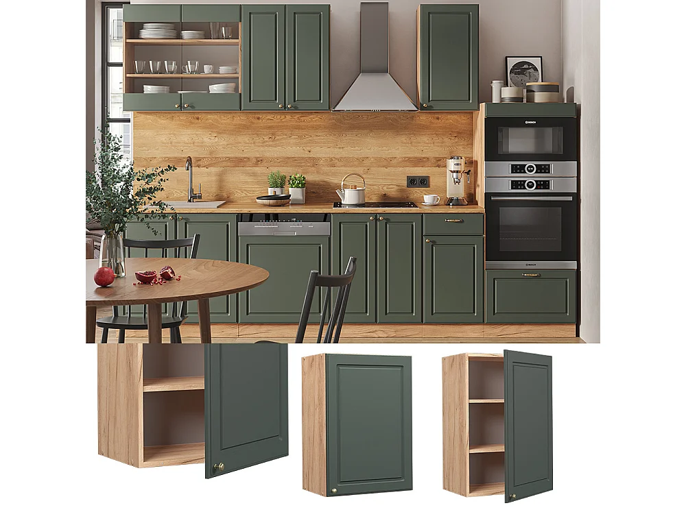 Armario colgante verde dorado casa de campo 50x34.1x72 fame-line