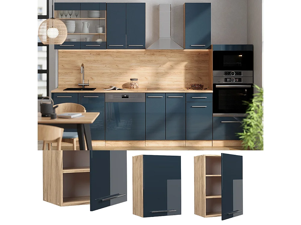 Wall cabinet dark blue high gloss 50x34.1x72 fame-line