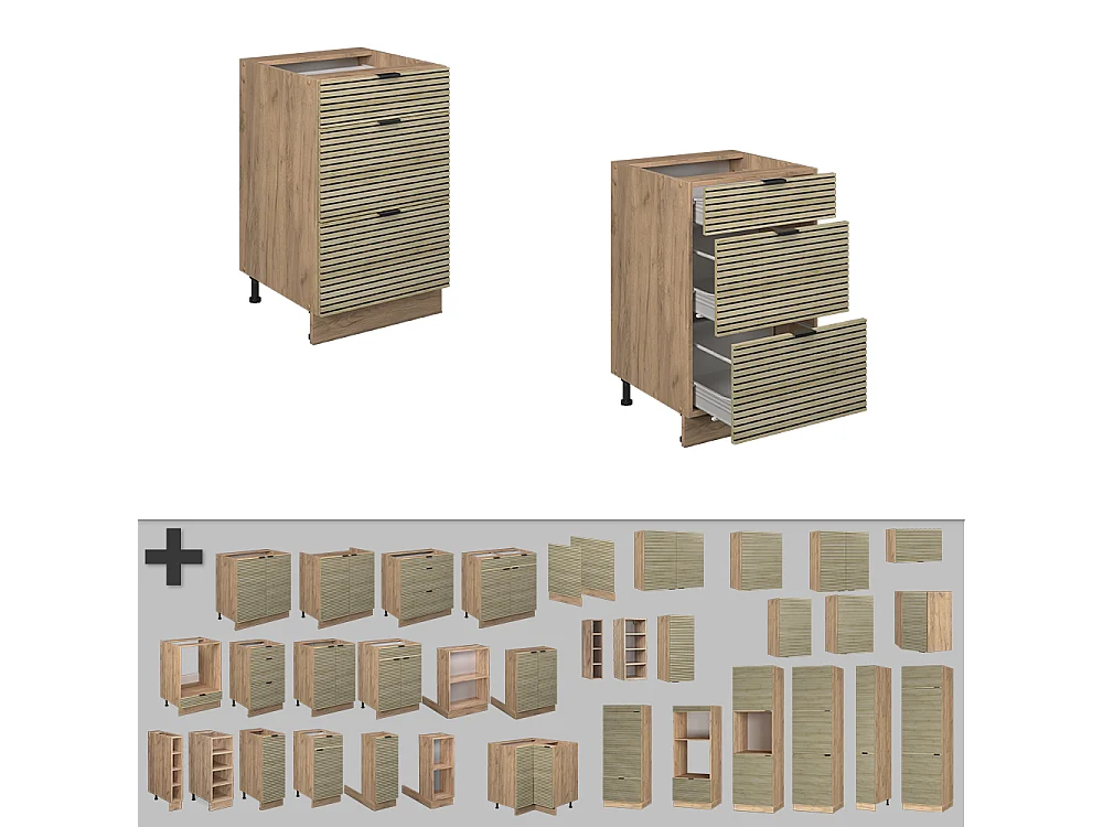 Keukenonderkast eiken paneel 50x51.6x82 fame-line