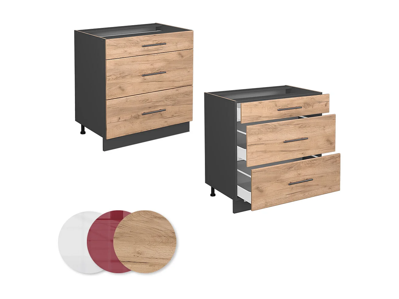 Meuble cuisine chêne de force doré 80x60x82 fame-line