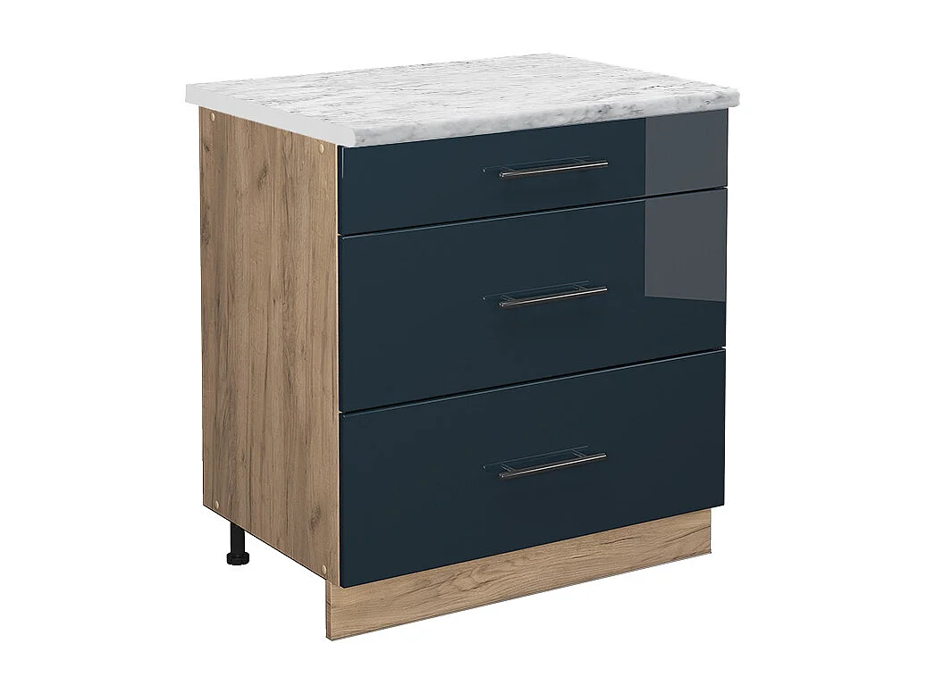 Mobiletto base per cucina blu scuro lucido 80x60x82 fame-line