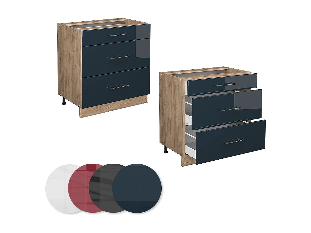 Mobiletto base per cucina blu scuro lucido 80x60x82 fame-line