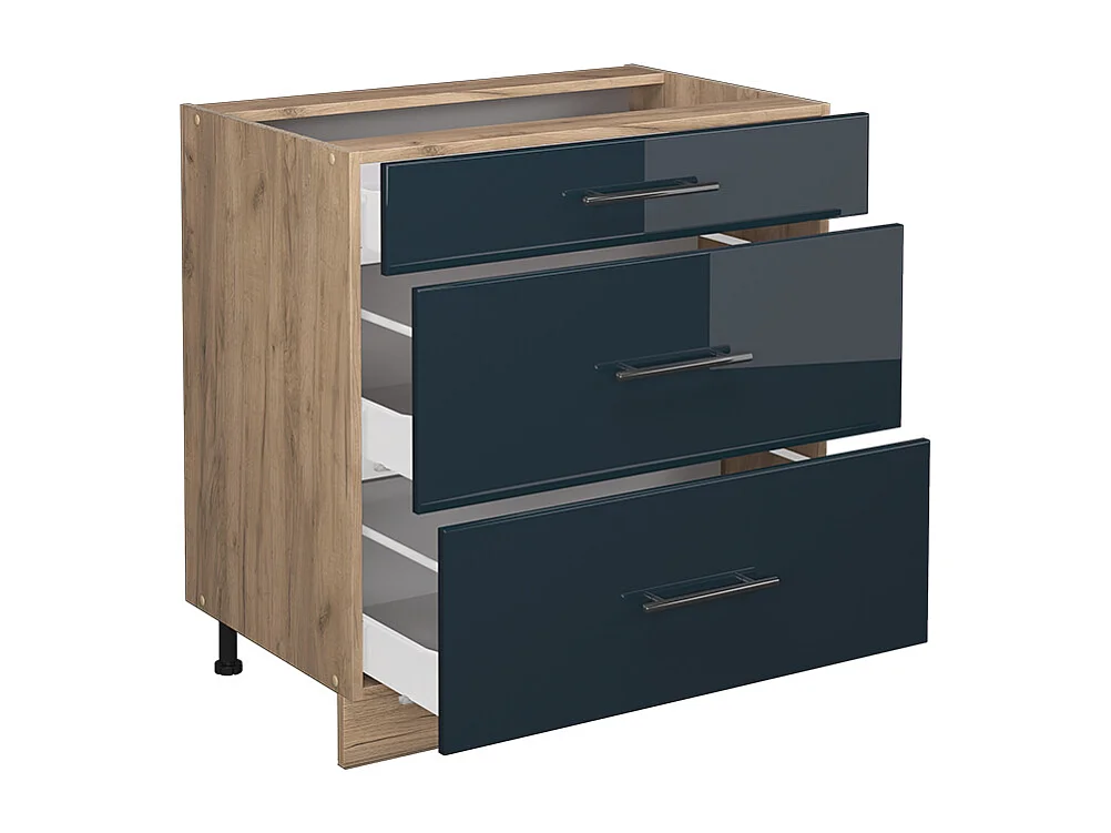 Meuble cuisine bleu foncé brillant 80x60x82 fame-line