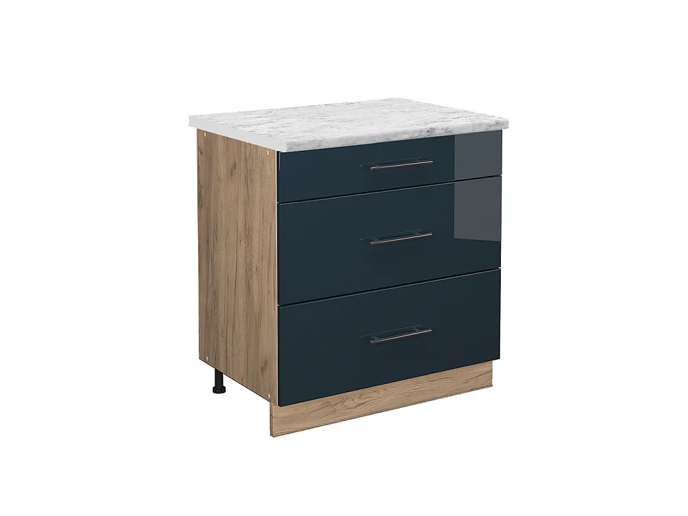 Meuble cuisine bleu foncé brillant 80x60x82 fame-line