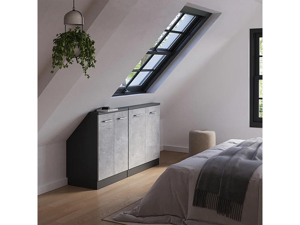 Meuble sous pente béton 140x46x81.6 r-line