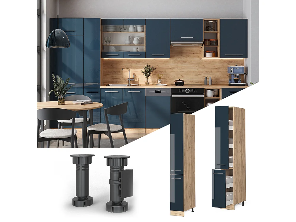 Armario de farmacia azul oscuro alto brillo 30x58x206.8 fame-line