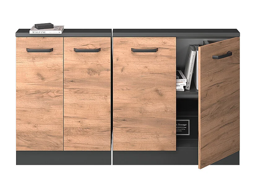 Meuble sous pente chêne de force doré 140x46x81.6 r-line