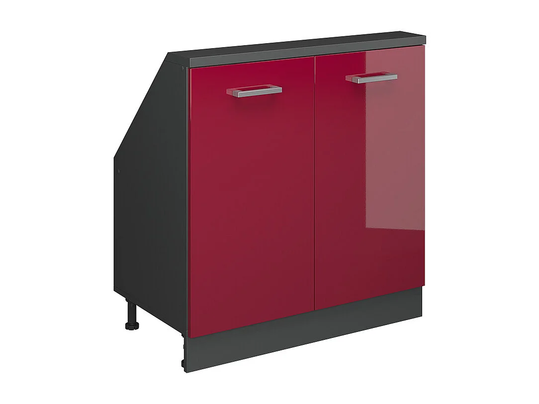 Armario de cocina para techo inclinado rojo de alto brillo 80x46x81.6 r-line