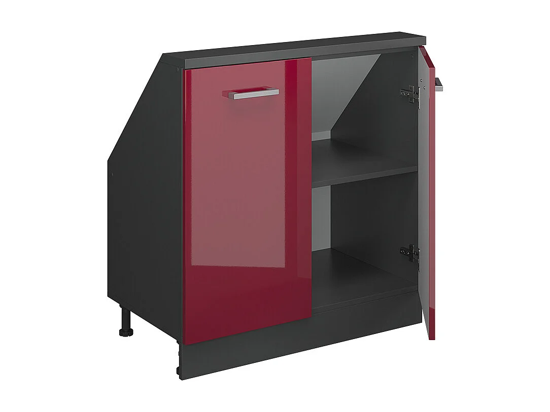 Armario de cocina para techo inclinado rojo de alto brillo 80x46x81.6 r-line