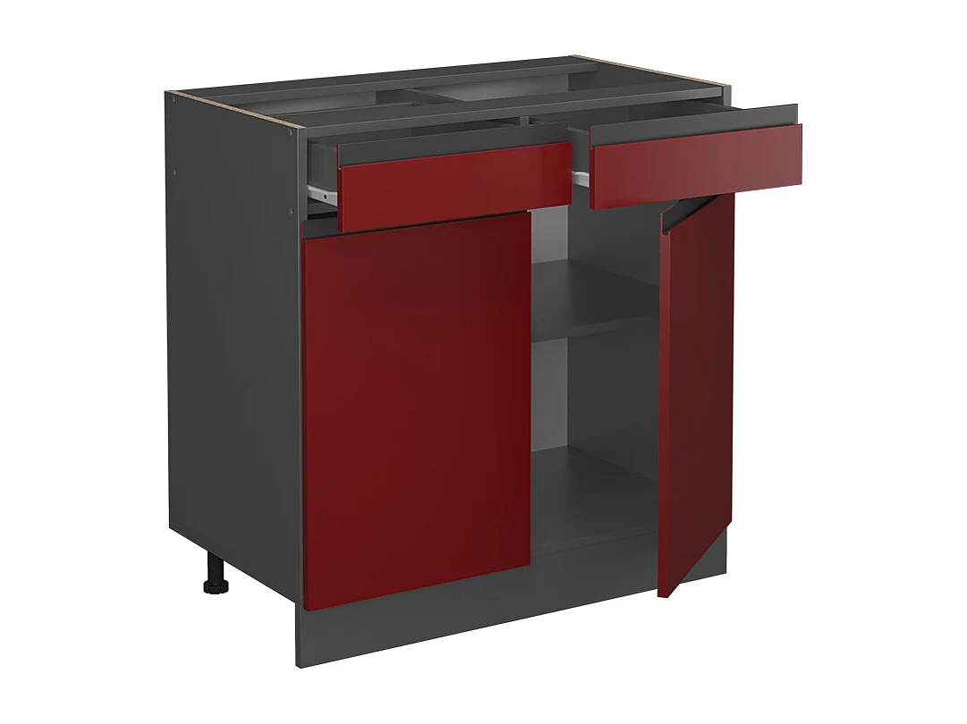 Mueble bajo de cocina rojo 80x60x81.6 r-line