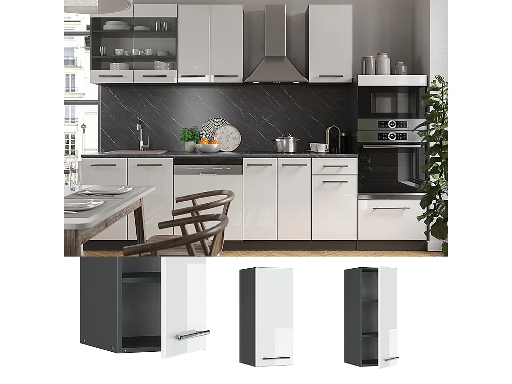 Wall cabinet white high gloss 30x34.1x72 fame-line
