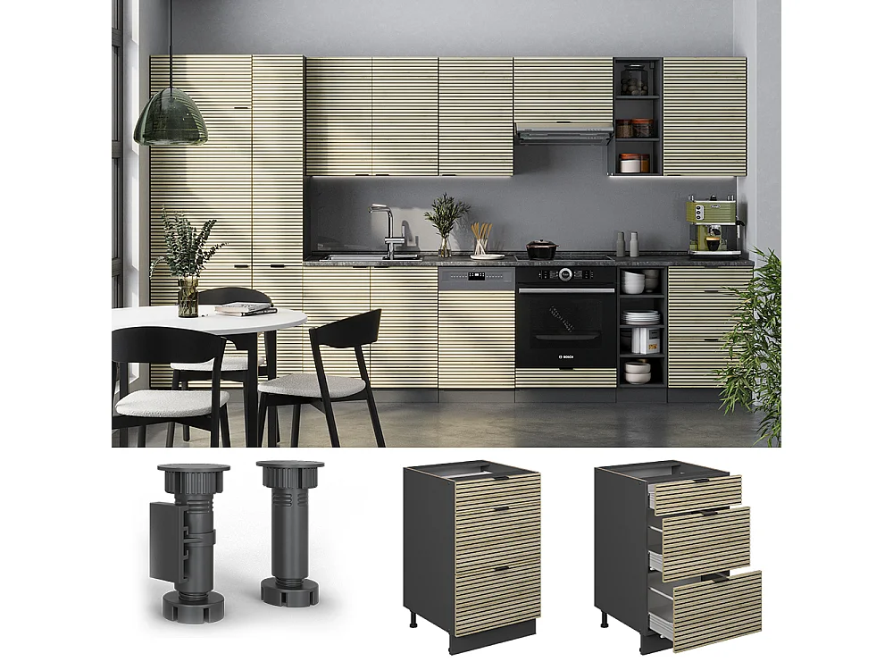 Szafka dolna do kuchni panel dębowy/antracyt 50x60x82 fame-line
