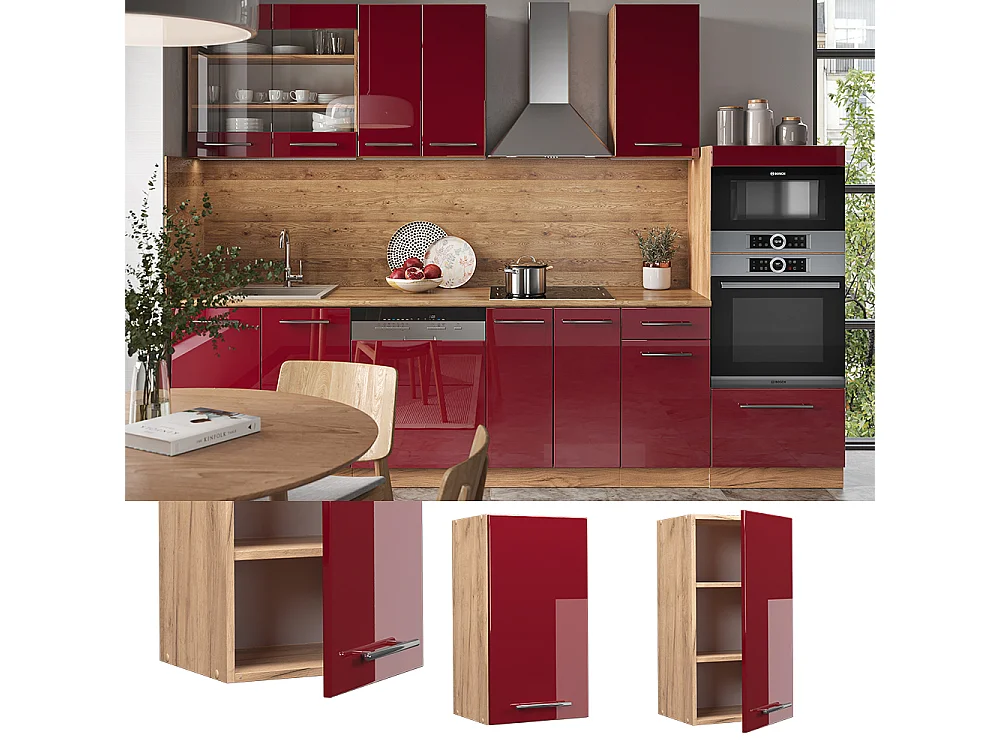 Armario colgante rojo burdeos alto brillo 40x34.1x72 fame-line