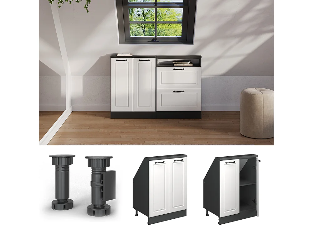 Mobile cucina sottotetto bianco casa di campagna 60x46x81.6 r-line