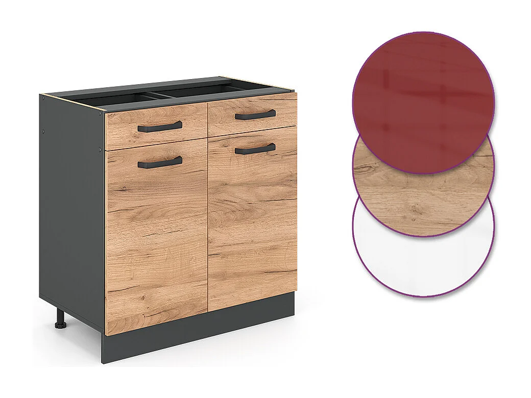 Mobiletto base per cucina quercia dorata 80x46x81.6 r-line