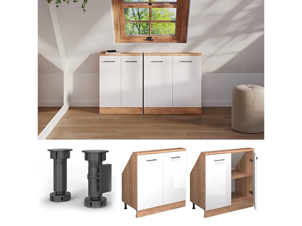 Meuble sous pente blanc haute brillance 80x46x81.6 r-line